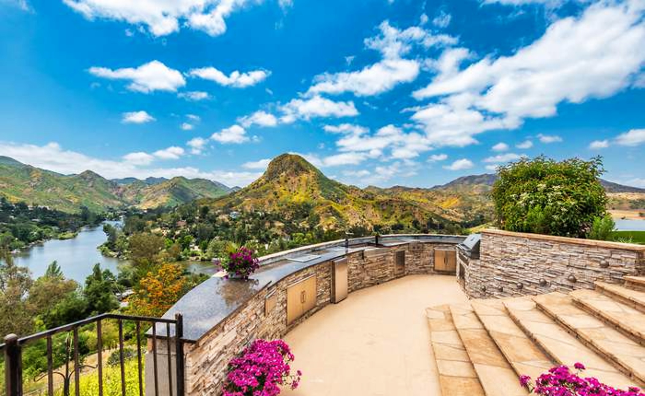 Stone terrace with mountain views